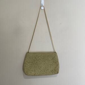 VTG Reva Ultra Suede Clutch Convertible Shoulder Bag Metal Strap Brown Purse